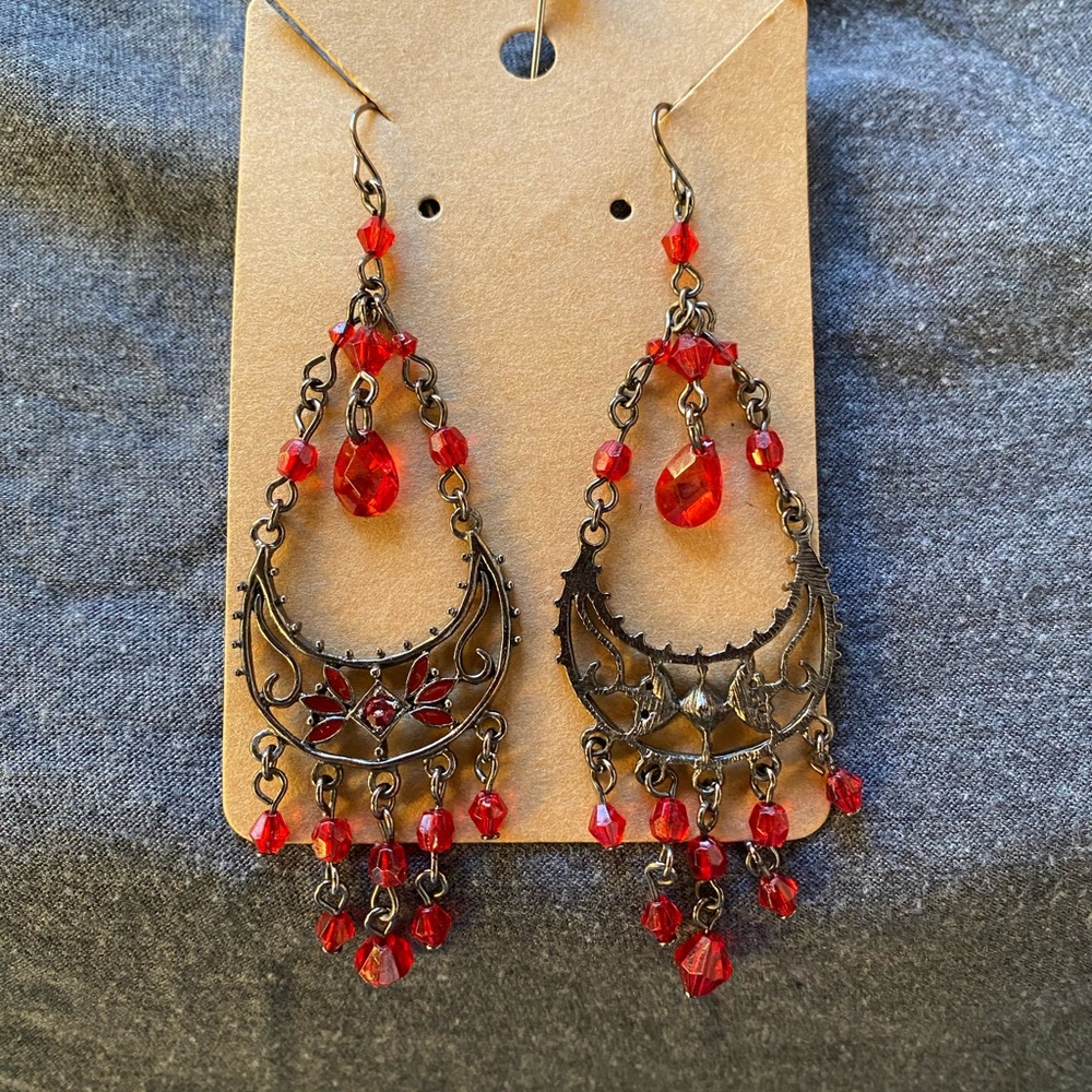Elegant Red Chandelier Earrings